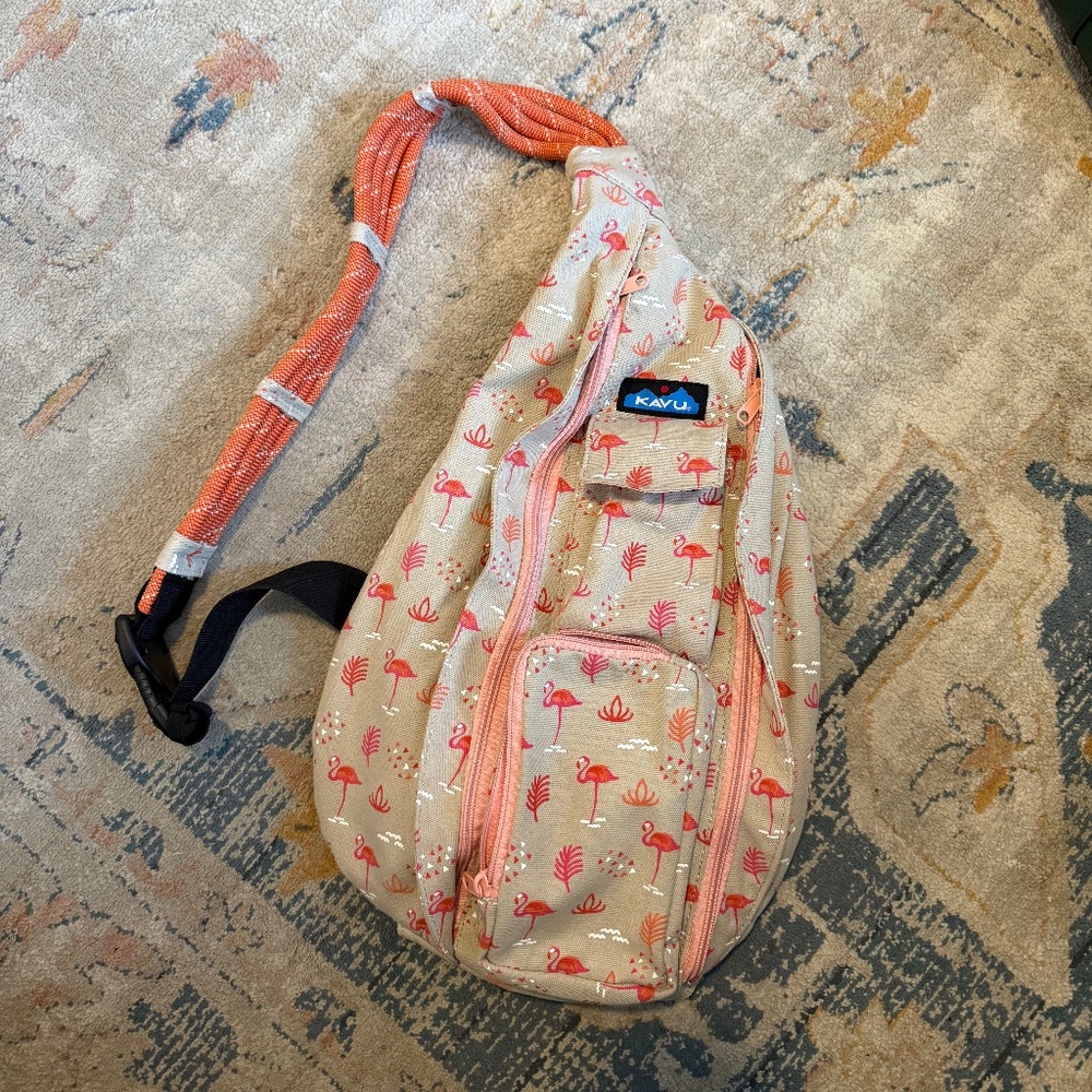 Flamingo print Kavu rope sling bag